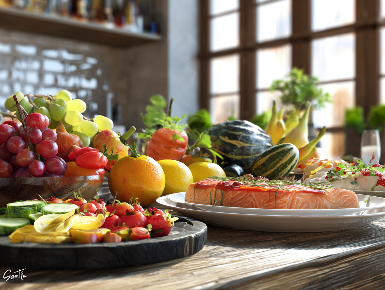 Variedad de platos equilibrados y coloridos