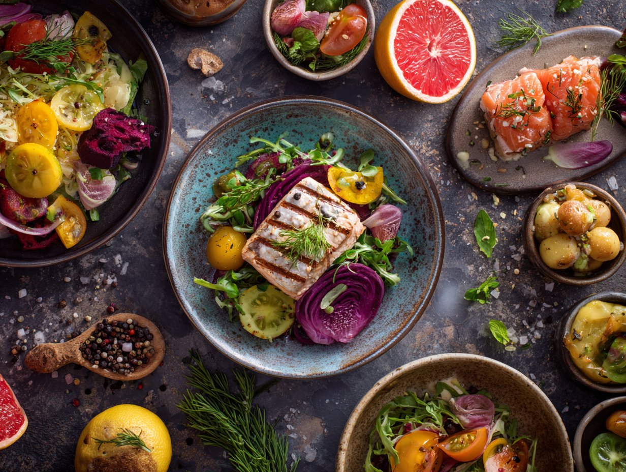 Ingredientes naturales organizados de forma atractiva